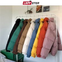 LAPPSTER Männer Harajuku Bunte Blase Mantel Winter Jacke 2025, Herren Street Hip Hop Parka Koreanische Schwarze Kleidung Puffer Jacken
