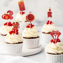 12/24 Stück Chinesisches Neujahr Cupcake Topper Neujahr Party Kuchen Dekor Neujahr der Schlange Mondchinesisches Frühlingsfest Dekor