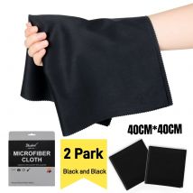 Panni per pulizia in microfibra neri da 2 pezzi 40 cm x 40 cm extra large per occhiali gioielli elettronica digitale lavabili nero/nero