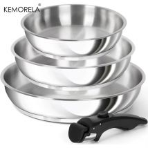 KEMORELA 316 Stainless Steel Pot Set -Stackable Induction Cookware with Removable Handles, Oven Safe Dishwasher Friendly,Durable