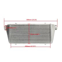 Universeller Ladeluftkühler aus Aluminium für die Frontmontage, 590 x 205 x 69 mm, 56 mm Einlass/Auslass, hoher Durchfluss, leichtes Turbo-Super-Ladesystem