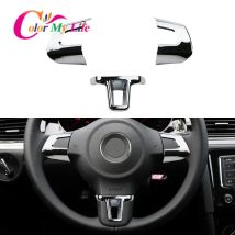 ABS Chrom Auto Lenkrad Dekoration Abdeckung Trim Aufkleber Fit für Volkswagen VW GOLF POLO JETTA MK5 MK6 Bora Zubehör