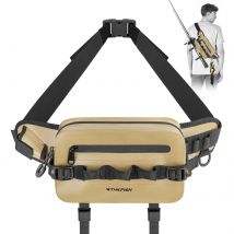 THKFISH Borsa da pesca marrone Borse da pesca multifunzione impermeabili per attrezzatura da pesca Borse da pesca Ganci Borse portaoggetti Zaino da pesca