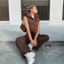 Smvp 2024 autumn winter neue kurze Stehkragen warme ärmellose Stepp weste trend ige Streetwear Reiß verschluss jacke Baumwolle Daunen weste Dame