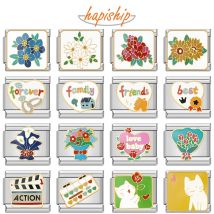 Hapiship Drop Shipping Frauen Mode Blume Herz Katze Italienischen Charme Fit 9mm Edelstahl Armband Großhandel Schmuck DJ1393