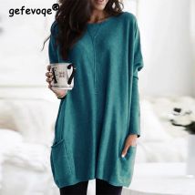 Herbst Winter Übergroßen Rundhals Lose Beiläufige Tasche T-shirt Damen Langarm Alle-spiel Pullover Top Frauen Mode Y2K t