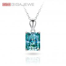 Gigajewe 8*10mm 4,0 ct strahlend geschnittenes natürliches Cyan vvs1 Moissan ite 18 Karat Weißgold plattiert Silber Verlobung kette Frau Mädchen Geschenk