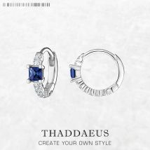Orecchini a cerchio incernierati creoli senza tempo in pietra blu Europa Glam Fine Jewerly per le donne Regalo in argento sterling massiccio 925
