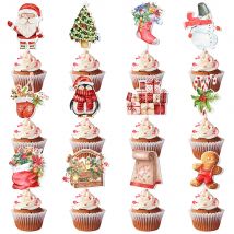 12/24Pcs Weihnachten Serie Cupcake Topper Santa Claus Schneemann Lebkuchen Mann Kuchen Dekorationen Weihnachten Geburtstag Party Liefert Noel