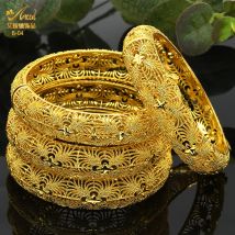 ANIID Dubai 24K Gold Farbe Armbänder Für Frauen Luxus Schmuck Designer Indische Armreifen Afrikanische Arabisch Großhandel Hochzeit Braut