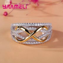 925 Sterling Silber Unendlichkeit Liebe Ring Glänzende Cubic Zirkon Bowknot Brief 8 Eternity Versprechen Schmuck für Frau Freundin