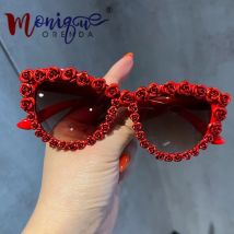 Sonnenbrille für Damen, 2023, sexy rote Blume, Katzenaugen-Sonnenbrille, Vintage-Farbtöne, UV400, Sonnenschutz, Brillen, Gafas de Sol