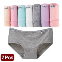 7 unids/lote de ropa interior de talla grande, bragas de algodón para mujer, lencería Sexy, pantalones cortos, ropa interior, bragas sólidas, M-4XL íntima femenina