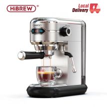 HiBREW Caffettiera Cafetera 20 Bar Inox Semi Automatico Super Slim ESE POD e Polvere Espresso Macchina per Cappuccino Acqua Calda H11