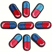 10 Pcs Embroidery Iron On  Pill Patches For  Backpack Clothing Decoration  Patch 3*1.5CM Repair