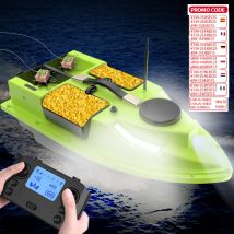 Barco de cebo con control remoto LOKEEVAN D19 con GPS, 600 m, barco de pesca nocturna con luz LED, 4 camarotes, carga de 2 kg, retorno inteligente, protección contra batería baja, barco de pesca de