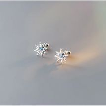 Kleine Ohrstecker aus 925er-Sterlingsilber, blauer Zirkon, Sonne, für Damen, Piercing, Hochzeit, Luxus-Schmuck, Großhandel, Schmuck, Geld 925