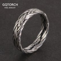 Viking Jewelry 925 Sterling Silver Braided Ring For Men And Women Couple Wedding Bands for Lovers