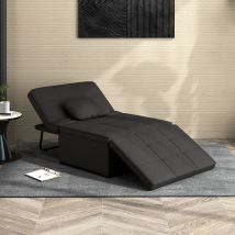 HOMCOM Sofá Cama Plegable 3 en 1 Tapizado en Lino Carga 200 kg Negro