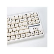 Cute MOA Keycap Set PBT 137 Key Milky White Cat and Dog Pet Keycaps Suitable for 60/64/84/98/108 Mechanical Keyboards