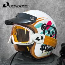 DOT Open Face Casco Moto für Motorradzubehör Herren Moto Helme Zertifizierter Retro Motorradhelm Cafe Racer