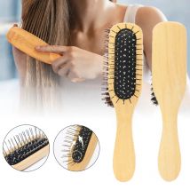 1pc Natürliche Holz Kamm Stahl Metall Haar Pinsel Tragbare Holz Luft Kissen Kamm Kopfhaut Detangler Haar Kamm Salon Styling haar Werkzeuge