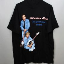 Vtg Status Quo Band It'S Good To Tour Cotton Black Full Size T Shirt