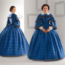1860er Jahre viktorianisches Bürgerkriegsblaues Kleid Gone With The Wind Scarlett Kostüm Ballkleid Scarlett Reiseset Reenactment Kostüm