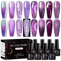 8pc Nude Lila Glitter Nagel Gel Polnischen Set Bunte Frühling Sommer Nägel Dekoration Semi Permanent UV/LED Vernis gel Maniküre