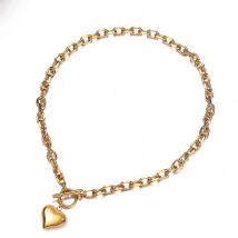 Neue Design Edelstahl Puffy Herz Anhänger Halsketten Für Frauen Toggle Choker Halsketten Mode Schmuck