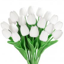 10 Stück Tulpen, künstliche Blumen, weiße Kunstblumen, PU-Tulpen, Blumenstrauß, Blumenarrangement, Zuhause, Küche, Tisch, Hochzeitsdekoration