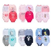 4 Teile/satz Baby Mädchen Kleidung Rote Hirsch Weihnachten Niedlichen Druck Baby Body Langarm Kinder Strampler Baumwolle für 3-12 M
