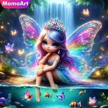 Momoart Girl Diamond Mosaic Portrait New 2024 Painting Spirit Full Square Round Butterfly Embroidery Cartoon Wall Decor