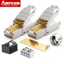 AMPCOM Werkzeugloser RJ45-Stecker, CAT8/7A/7/6A/6 Werkzeuglose wiederverwendbare Anschlussstecker, abgeschirmter modularer Ethernet-Feldstecker