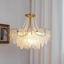 Modern French Style Chandelier LED Clear Glass Hanging Lamp For Bedroom Living Room Kitchen Luxury Ceiling Chandelier Fixture