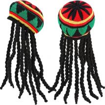 Neue Rasta Reggae Strick mütze mit gefälschten Zöpfen jamaika nischen Hüte Hip Hop Dreadlocks Perücke Hüte Kostüm Party Kostüm Hippie Baskenmütze