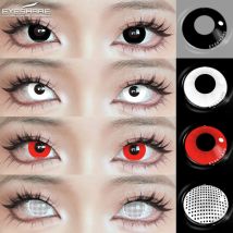 EYESHARE 1 Paar Halloween-Linsen, farbige Kontaktlinsen für Augen, jährliche Anime-rote Linsen, Cosplay-Kontakte, weiße Mesh-Blindlinse