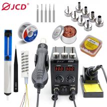 Stazione di saldatura JCD 750W 8586D 2 IN 1 Pistola ad aria calda LCD Doppio display digitale Saldatore elettrico Stazione di rilavorazione di saldatura SMD