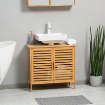 Mobili per lavabo in bambù basso Kleankin con 2 ante 66x29x61,5 cm naturale