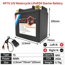 KP7S 12V 4Ah Motorrad LiFePO4 Starter Batterie CCA 260A Gebaut-in BMS Lithium-Motorrad Batterie 12V