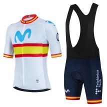 Maglia da ciclismo Movistar Set manica corta Spagna Uomo Anti-UV Abbigliamento sportivo da bici Team Abbigliamento da bicicletta estivo Maillot Ciclismo Hombre