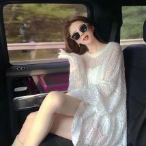 Mexzt y2k aushöhlen Pullover Pullover Frauen süß sexy durchschauen dünne lose Pullover koreanische übergroße Sonnenschutz Shirt Tops