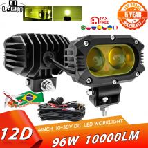 CO LIGHT Led Light Bar 4 "96W Led Bar giallo Led Car Work Light Flood Spot per 4x4 Offroad SUV ATV Boat Trucks escavatore 12V 24V