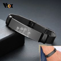 Vnox Einstellbare Anpassen Armbänder für Männer Frauen, 12mm Edelstahl Mesh Uhr Band, personalisierte, PAPA SOHN Sinnvolle Geschenk