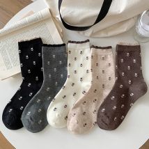 Nette Socken Für Frauen Neue Trendy Koreanischen Stil Mädchen Süße Lose Socken Lange Atmungsaktive Retro Weibliche Blume Socken Komfort
