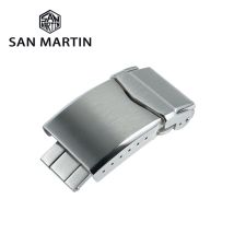 San Martin Uhrenschließe, gebürstete Faltschließe mit Sicherheit, 18 mm, 20 mm, massiver