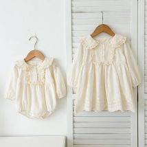 2023 frühling Schwester Kleidung Kinder Prinzessin Kleider Baby Mädchen Strampler Langarm Baumwolle Spitze Princes Kleid Baby Mädchen Kleidung Anzug