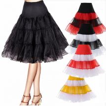 Cosplay Petticoat Vintage 3 Layer Puffy Organza Women Underskirt 65 cm Knee Length Rockabilly Cosplay Swing Tutu Skirt