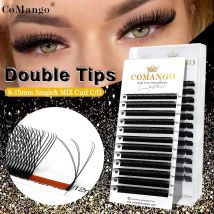 Doppelte Spitzen 6D 8D W Wimpern vorgefertigte Fächer Brasilianische Wimpern Einzelpaket Wispy Volumen Fächer doppellagige superweiche Seide Falscher Nerz Wimperntablett