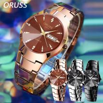 ORUSS Uhr Herren Quarzuhr für Liebhaber Luxus Damen Armbanduhr Edelstahl Wasserdicht Herrenuhren Paar Geschenk